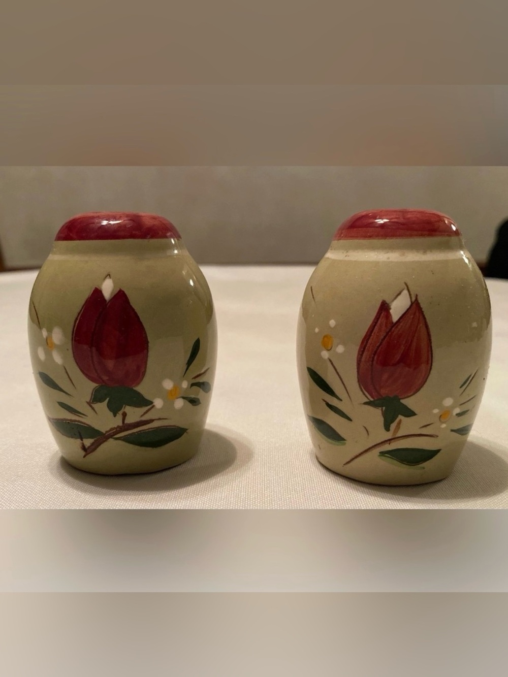 Stangl Pottery 'Magnolia' Salt & Pepper Set Mid Century Modern